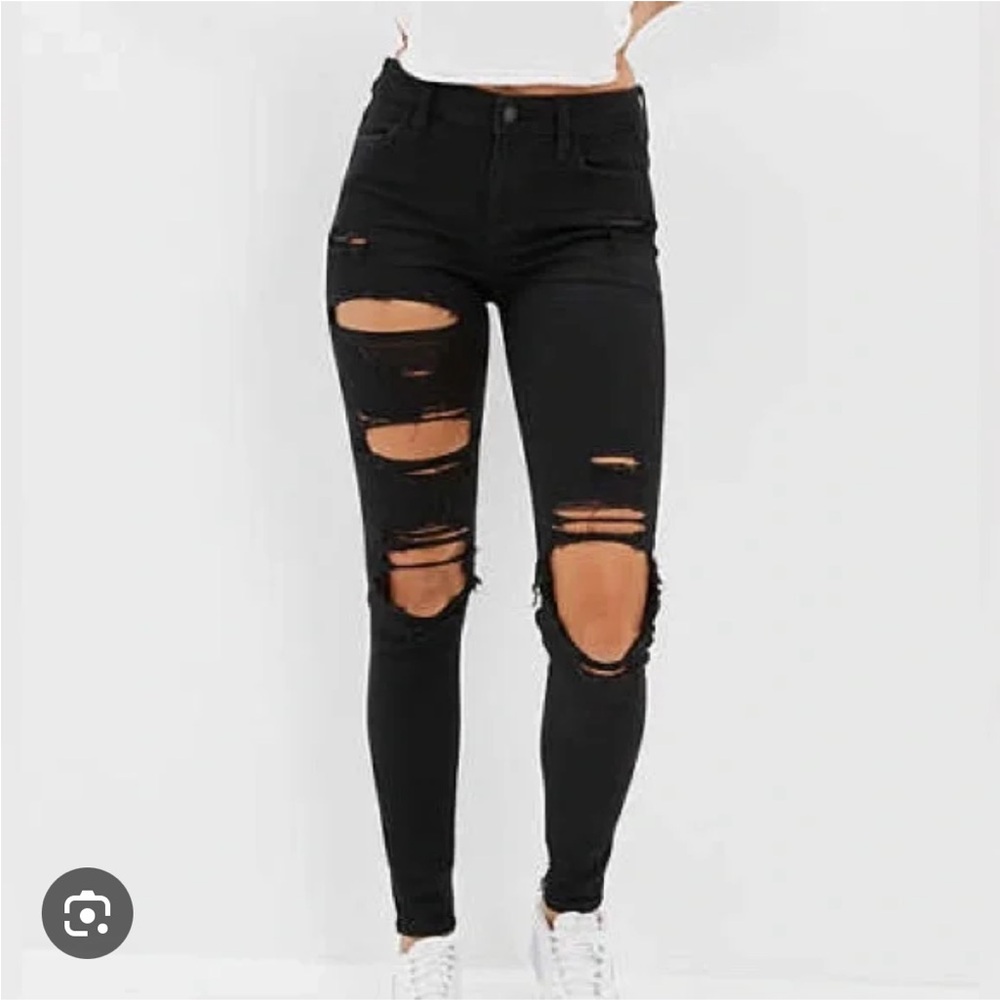 American Eagle Outfitters Black Ripped Skinny Jeans
